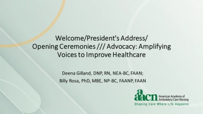 Welcome/President's Address/Opening Ceremonies /// Advocacy: Amplifying Voices to Improve Healthcare icon