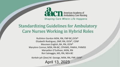 Standardizing Guidelines for Ambulatory Care Nurses Working in Hybrid Roles icon
