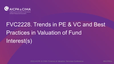 Trends in PE & VC and Best Practices in Valuation of Fund Interest(s) icon