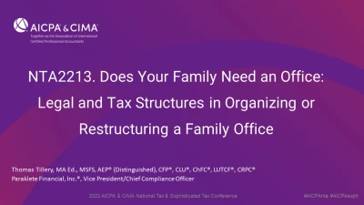 Does Your Family Need an Office: Legal and Tax Structures in Organizing or Restructuring a Family Office icon
