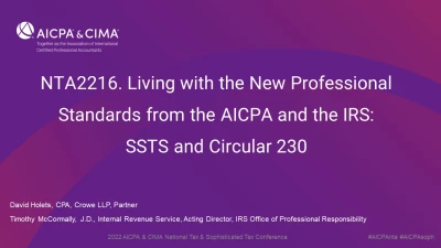 Living with the New Professional Standards from the AICPA and the IRS: SSTS and Circular 230 icon
