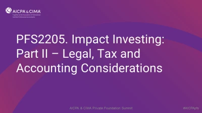 Impact Investing: Part II - Legal, Tax and Accounting Considerations icon