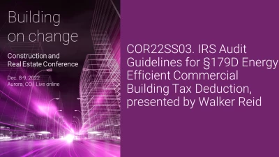 IRS Audit Guidelines for §179D Energy Efficient Commercial Building Tax Deduction, presented by Walker Reid icon
