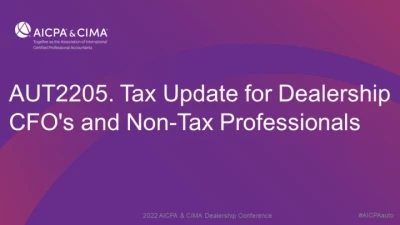 Tax Update for Dealership CFO's and Non-Tax Professionals icon