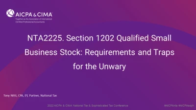 Section 1202 Qualified Small Business Stock: Requirements and Traps for the Unwary icon