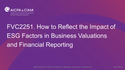 How to Reflect the Impact of ESG Factors in Business Valuations and Financial Reporting icon