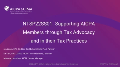 Supporting AICPA Members through Tax Advocacy and in their Tax Practices icon