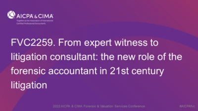 From expert witness to litigation consultant: the new role of the forensic accountant in 21st century litigation icon