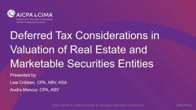Deferred tax considerations in valuation of Real estate and Marketable Securities Entities icon