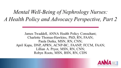 Mental Well-Being of Nephrology Nurses: A Health Policy and Advocacy Perspective, Part 2 icon