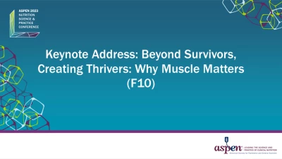 Keynote Address: Beyond Survivors, Creating Thrivers: Why Muscle Matters (F10) icon