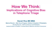 How to Think Better: Implications of Cognitive Bias in Telephone Triage icon