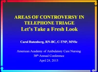 Areas of Controversy in Telephone Triage: Let's Take a Fresh Look icon