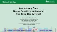 Ambulatory Care Nurse-Sensitive Indicators: The Time has Arrived! icon