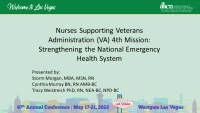 Nurses Supporting Veterans Administration (VA) 4th Mission: Strengthening the National Emergency Health System icon
