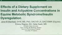 Effects of a Dietary Supplement on Insulin and Adipokine Concentrations in Equine Metabolic Syndrome/Insulin Dysregulation icon