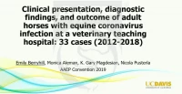 Clinical Presentation, Diagnostics, and Outcome of Adult Horses with Equine Coronavirus Infection: 33 Cases (2012-2018) icon