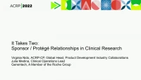 It Takes Two: Sponsor/Protege Relationships in Clinical Trials icon