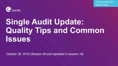 Single Audit Update - Quality Tips & Common Issues (Repeat of GOV1909) icon