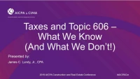 What We Know About Taxes and 606 (and What We Don't!) icon