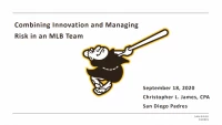 Keynote: Combining Innovation and Managing Risk in an MLB Team icon