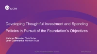 Developing Thoughtful Investment and Spending Policies in Pursuit of the Foundation’s Objectives icon