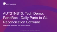 Tech Demo: PartsRec - Daily Parts to GL Reconciliation Software icon