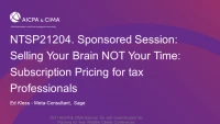 Sponsored Session: Selling Your Brain NOT Your Time: Subscription Pricing for tax Professionals icon