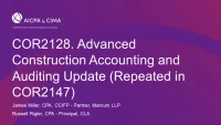 Advanced Construction Accounting and Auditing Update (Repeated in COR2147) icon