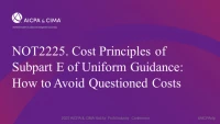 Cost Principles of Subpart E of Uniform Guidance: How to Avoid Questioned Costs icon