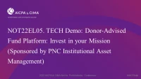 TECH Demo: Donor-Advised Fund Platform: Invest in your Mission (Sponsored by PNC Institutional Asset Management) icon