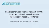 Health Economics Outcomes Research (HEOR): Impact and Value of Surgical Nutrition icon
