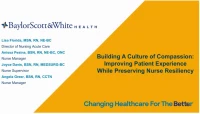 Building a Culture of Compassion: Improving Patient Experience While Preserving Nurse Resiliency icon