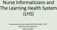 Nursing Informaticians and the Learning Health System  icon