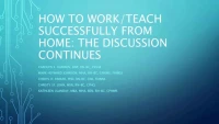 How to Successfully Work/Teach from Home:  The Discussion Continues icon