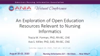 An Exploration of Open Education Resources Relevant to Nursing Informatics icon