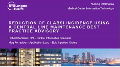 Reduction of CLABSI Incidence using a Central Line Maintenance Best Practice Advisory icon