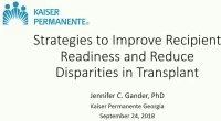 Strategies to Improve Recipient Readiness and Reduce Disparities in Transplant icon