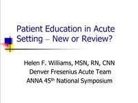 Acute Care: Patient Education in the Acute Setting: New or Review (Specialty Practice Session) icon
