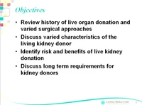 Transplantation: Living Kidney Donor Issues and Challenges icon