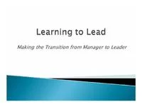 Learning to Lead - Making the Transition from Manager to Leader icon