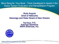 Tools to Assist in Sewer System Evaluation and Rehabilitation Programs icon