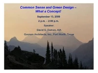 Common Sense and Green Design—What a Concept! icon