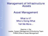 Management of Infrastructure Assets: What is it? Who's Doing What? Tell Me More! icon
