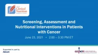 Screening, Assessment and Nutritional Interventions in Patients with Cancer icon