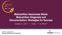 Malnutrition Diagnosis and Documentation: Strategies for Success icon