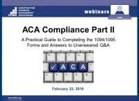 ACA Compliance Part II - A Practical Guide to Completing the 1094/1095 Forms and Answers to Unanswered Questions icon