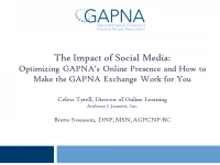 The Impact of Social Media: Optimizing GAPNA’s Online Presence and How to Make the GAPNA exchange Work for You icon