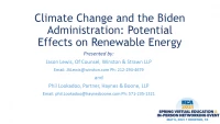 Climate Change and the Biden Administration: Potential Effects on Renewable Energy icon