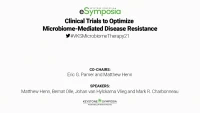 [Harnessing the Microbiome] Clinical Trials to Optimize Microbiome‑Mediated Disease Resistance icon